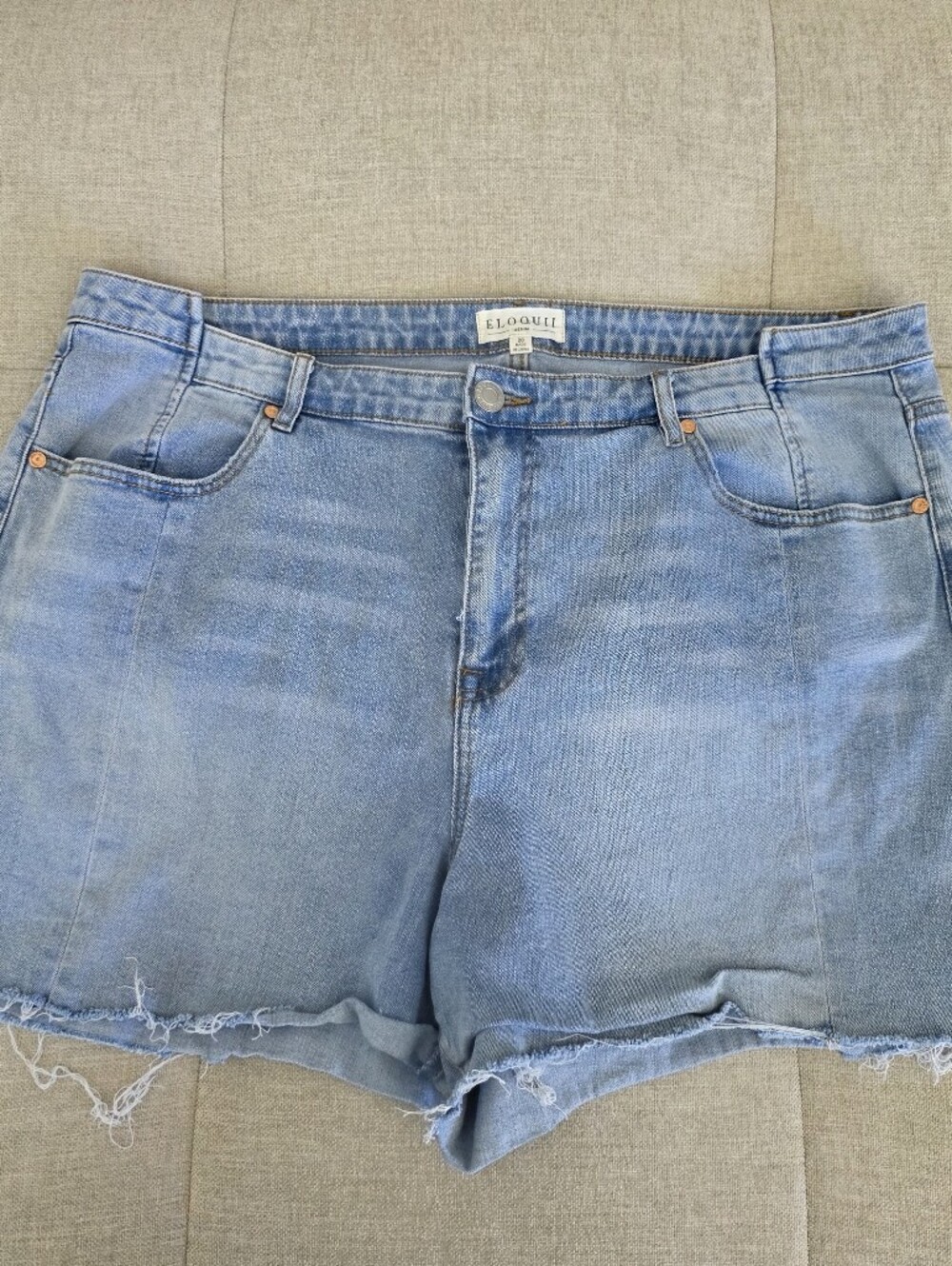 Eloquii Size 20  Light Blue Denim Frayed Hem Shorts